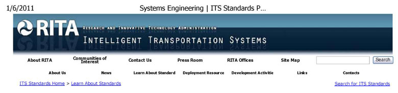 RITA Intelligent Transportation Systems website header graphic. See extended text description below.