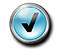 Graphic icon of a check mark in a blue circle with a silver gray outline.