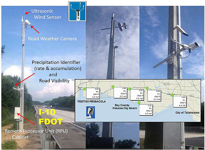 FDOT Example with sensors identified. Please see the Extended Text Description below.