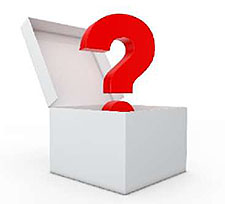 Stock art of a box with an open lid with a question mark coming out of it.