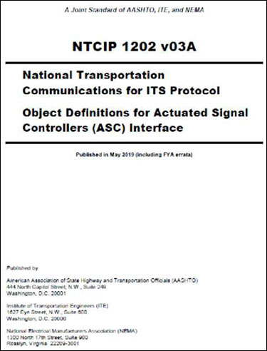 This slide contains on the right a snapshot of the cover page of the NTCIP 1202 v03a standard.