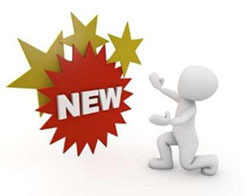 A computer graphic that includes a representation of a person that is displaying the word “New” on a starry background.
