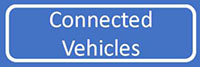 Blue label with the text "Connected Vehicles"