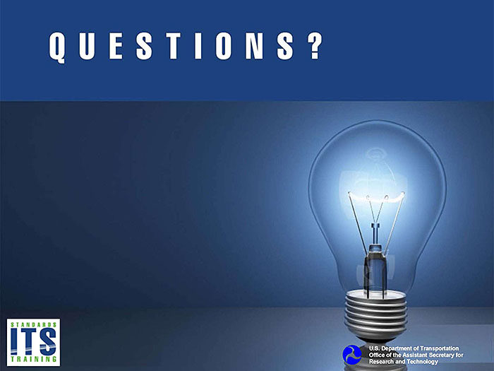 Questions? A placeholder graphic image with word Questions? at the top, and an image of a lit light bulb on the lower right side.