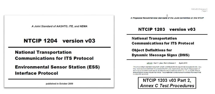 This page contains the covers for the NTCIP 1204 Environmental Sensor Status Standard. Please see the Extended Text Description below.
