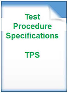 Purpose and structure of a Test Procedure (cont.): A white text box with light blue border containing the green text Test Procedure Specification (TPS). Please see the Extended Text Description below.