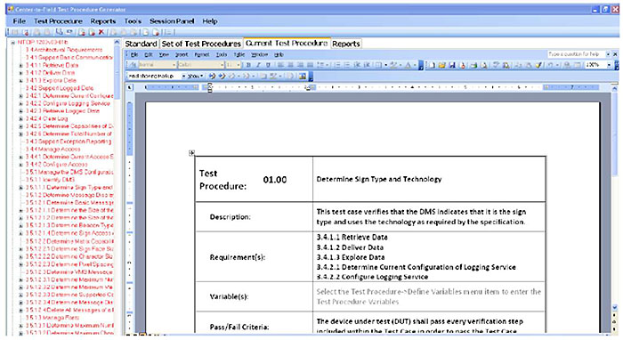 Test Procedure 01.00: Screenshot taken from TPG. Please see the Extended Text Description below.