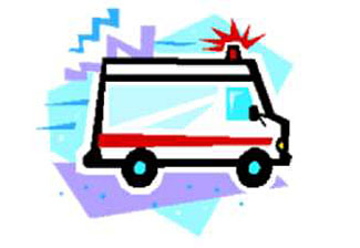 Clip art graphic - ambulance responding to an incident