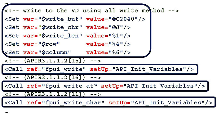 APIRI Test Scripts in XML (cont.). Please see the Extended Text Description below.