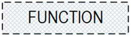 This graphic image is a rectangle defined by a dashed solid line. It is filled with faint crisscrossed lines (or hatching). The word "FUNCTION" is in the middle of the rectangle in large letters.