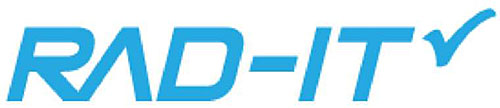 This slide displays the RAD-IT logo, which consists of the term “RAD-IT” in a cyan sans-serif italicized font with the crossbar on the letter “A” omitted and a checkmark at the end.