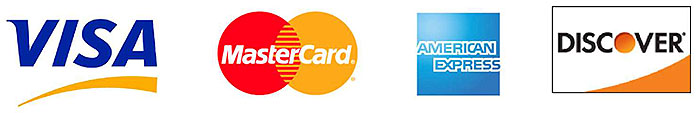 Graphic image with 4 graphics aligned along the bottom, which are the acceptance marks of the four major card networks operating in the US – Visa, MasterCard, American Express, and Discover.