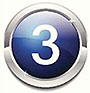 3. A graphic image of the number 3 in a chrome and blue circle.