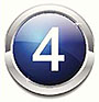 4. A graphic image of the number 4 in a chrome and blue circle.