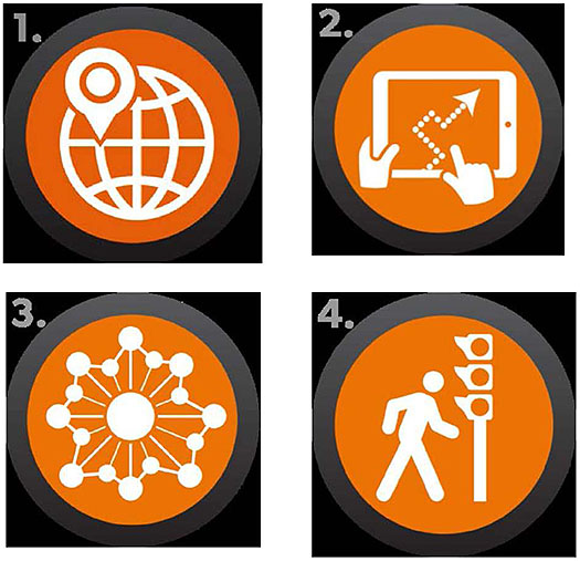 This slide has a graphic with four numbered icons representing the four application areas. Please see the Extended Text Description below.