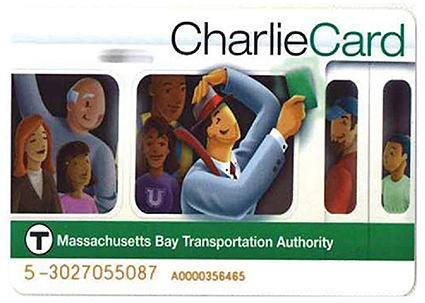 To the right of the bullets on this slide is a photo of a CharlieCard, which is a contactless smartcard used to pay fares on Massachusetts Bay Transportation Authority (MBTA) buses, subways and streetcars.