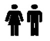 Simple icon of man and woman standing next to each other.