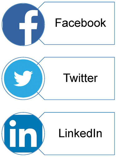 This slide is a continuation of the last, entitled, “Taxonomy of Social Media” with the subtitle, “Social Networks”. On the right side of the slide there are three social networking application graphics displayed from top to bottom. The first is Facebook (at the top), followed by Twitter, and LinkedIn (at the bottom).