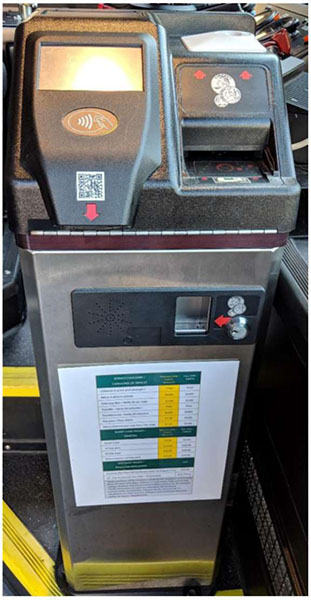 There is a photo of a farebox on the right-hand side of the slide.