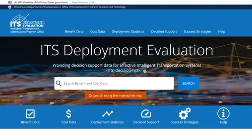 Screen shot of web site for ITS Deployment Evaluation