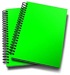 On the right-hand side of the slide there is a clip art graphic of two green notebooks stacked on top of each other.