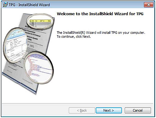 TPG InstallShield Wizard screenshot is shown. Please see the Extended Text Description below.