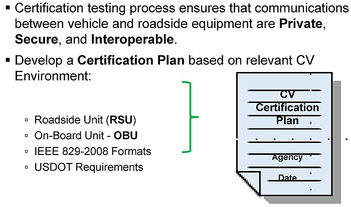 This slide contains a graphic to the right depicting one page of a Certification Plan Document. Please see the Extended Text Description below.
